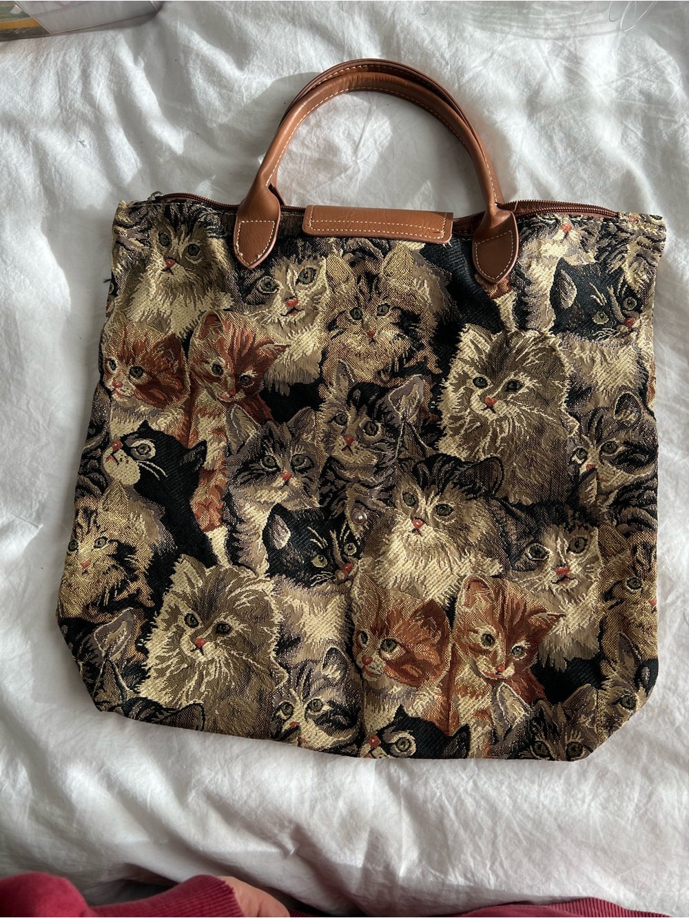 Cat Tapestry Tote Bag Cottagecore Whimsigoth Handbag - Picture 4 of 8